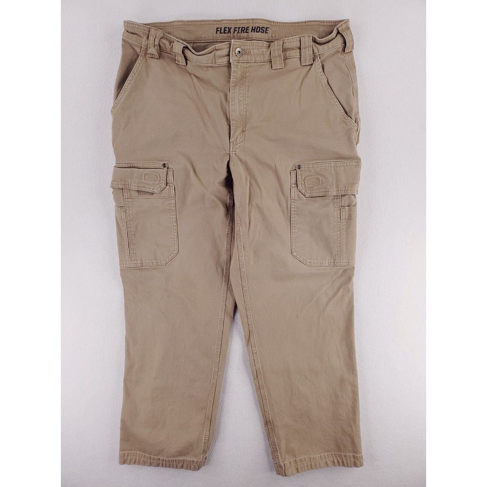 Duluth Trading Pants Mens 40x30* Khaki Flex Fire Hose Cargo Utility Outdoor‎